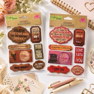 Crafters Square Pop Up Sticker Set Motivational Love Scrapbook Journaling 2Pk